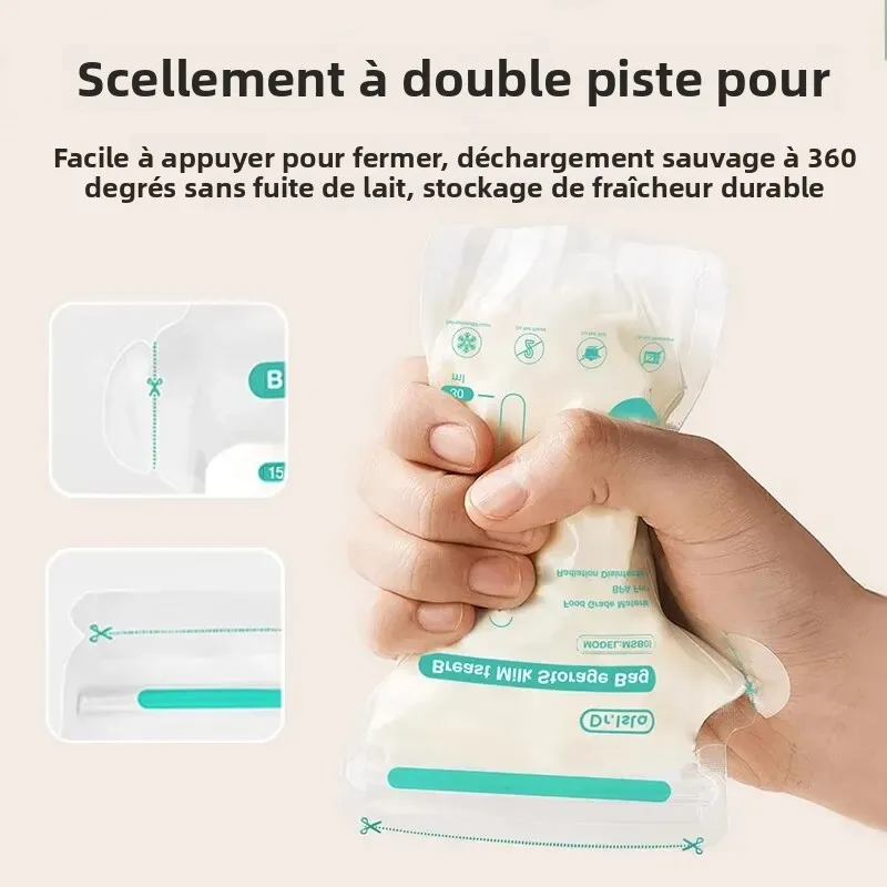 30 pièces 150/250ML sac de stockage de lait maternel jetable petite capacité sac de stockage de lait congelé sans BPA