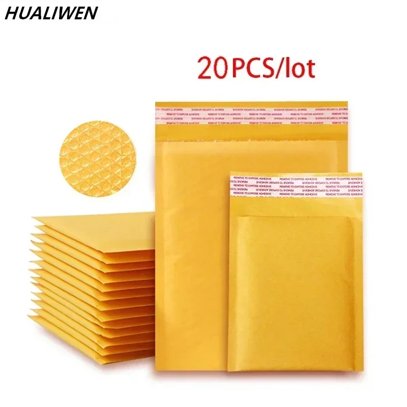 20PCS/Lot Kraft Paper Bubble Envelopes Bags Different Specifications Mailers Padded Shipping Envelope With Bubble Mailing Bag