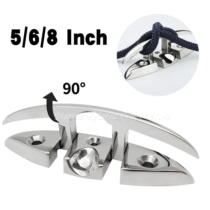 5 inch 6 inch 8 inch Boat Folding Cleat Flip-up Dock Cleat 316 Stainless Steel Dock Deck Line Rope Mooring Cleat Boat Accessorie
