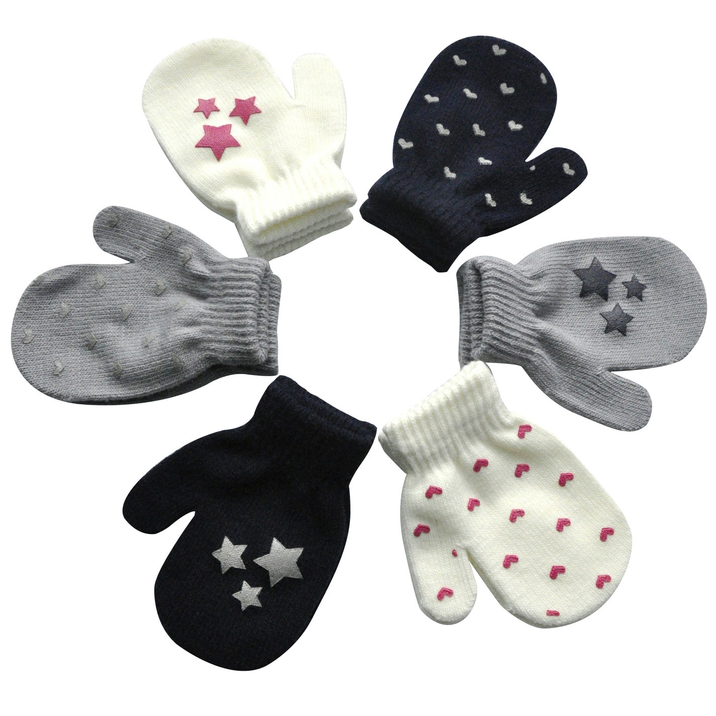 1 คู่การ์ตูน Anti-graping ถุงมืออุ่นป้องกันเด็ก Mitten น่ารัก Unisex Girls Boy Star Heart ทารกแรกเกิด Love Face
