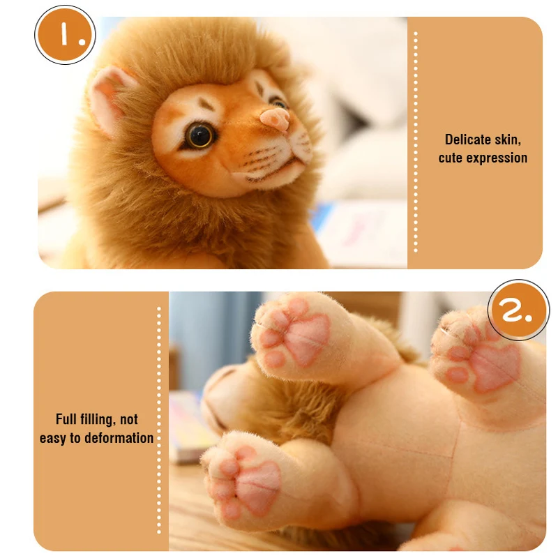 จําลอง Tiger Lion ตุ๊กตา Plush ของเล่นตุ๊กตาของเล่น Kawaii Plushies ตุ๊กตาหมอนสัตว์ของเล่นเด็กตกแต่งบ้านของขวัญ