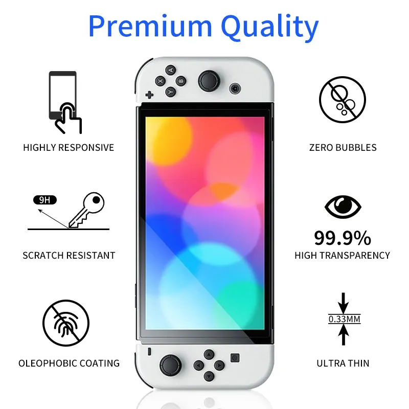 Pellicola salvaschermo in vetro temperato compatibile con Nintendo Switch OLED 9H HD Pellicola protettiva trasparente per accessori OLED NS Switch