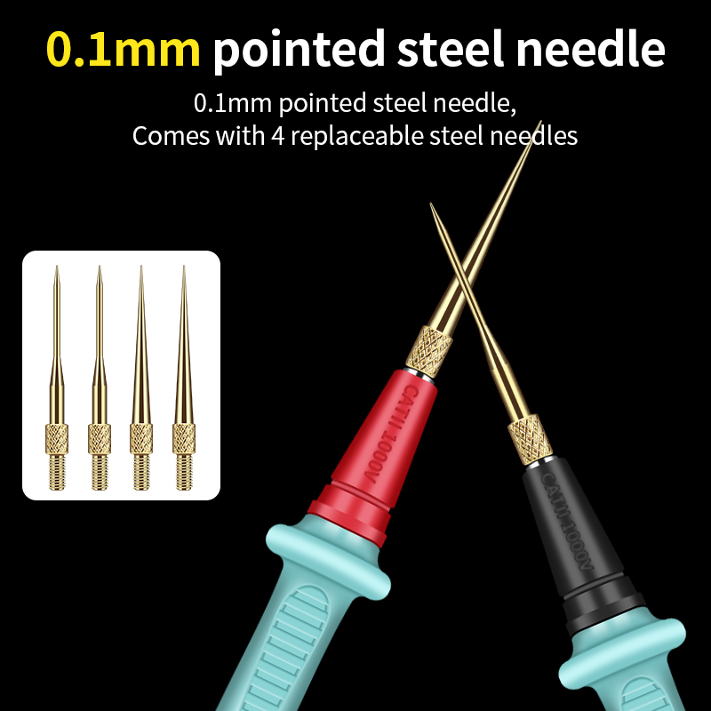 LUXIANZI-pluma multímetro de acero inoxidable, juego de cables de prueba de silicona, sonda chapada en oro reemplazable de 0,1mm para multímetro Digital