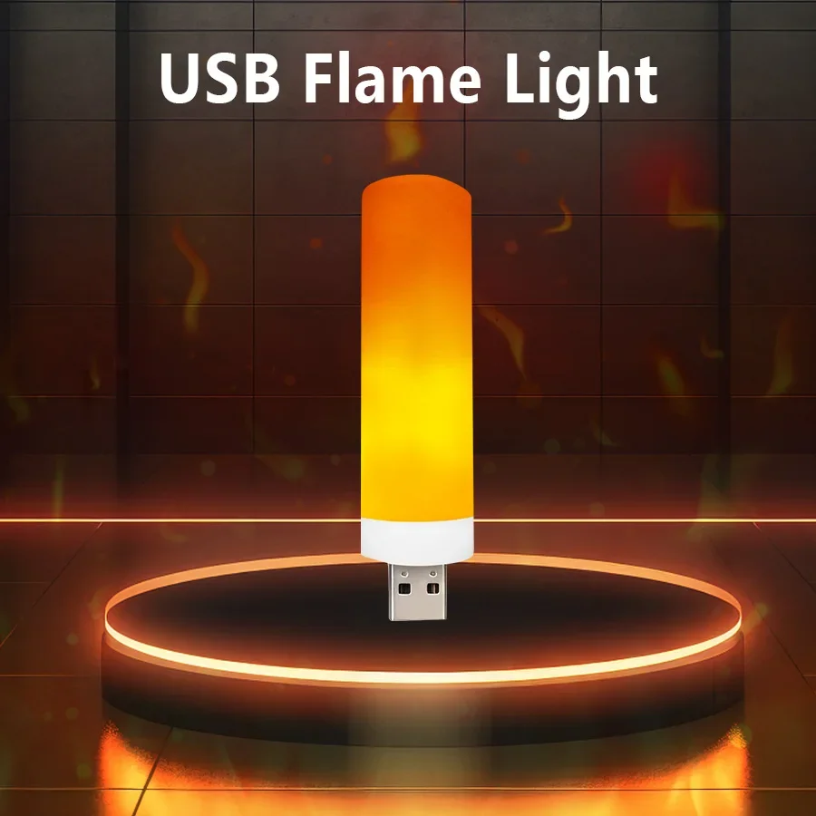 1-4 pezzi USB LED lampada a fiamma luce d'atmosfera fiamma lampeggiante luci a candela luce da libro USB plug in lampada da notte a LED