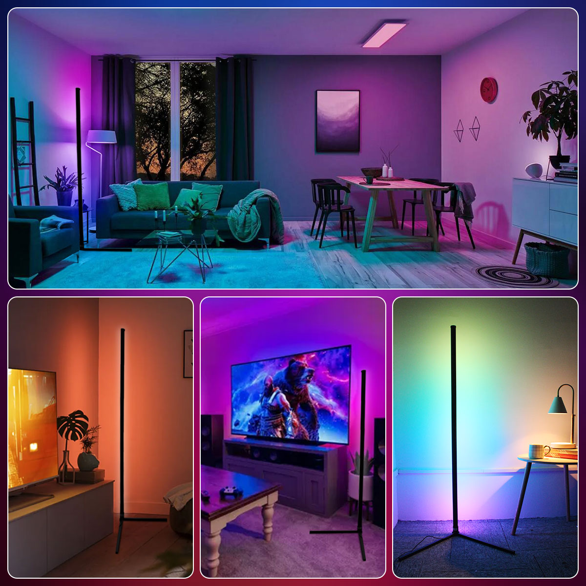 160 センチメートルスマート Tuya コーナーフロアランプ調光可能な RGB LED モダンなムード照明 Alexa スタンドライト寝室ゲームリビングルームの装飾