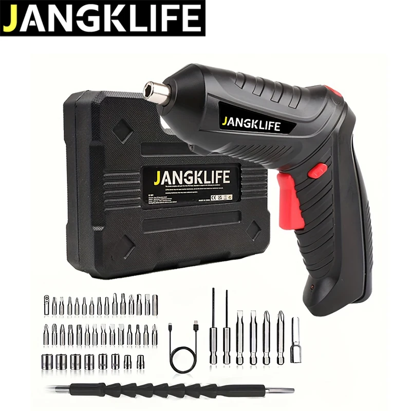 JANGKLIFE Electric Screwdriver Battery Rechargeable Cordless Screwdriver Powerful Impact Wireless Screwdriver Drill