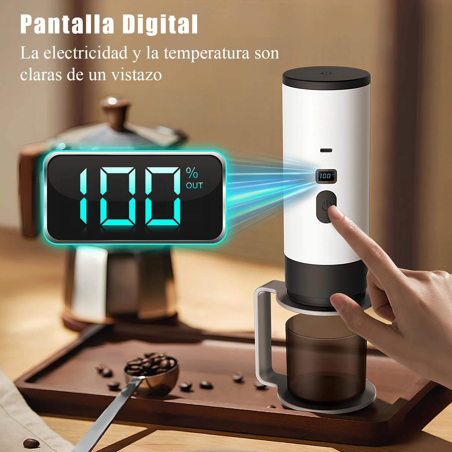 Macchina da caffè a capsule elettrica portatile 3 in 1 Macchina per caffè espresso Pompa di riscaldamento wireless Estrazione tazza di caffè Display digitale