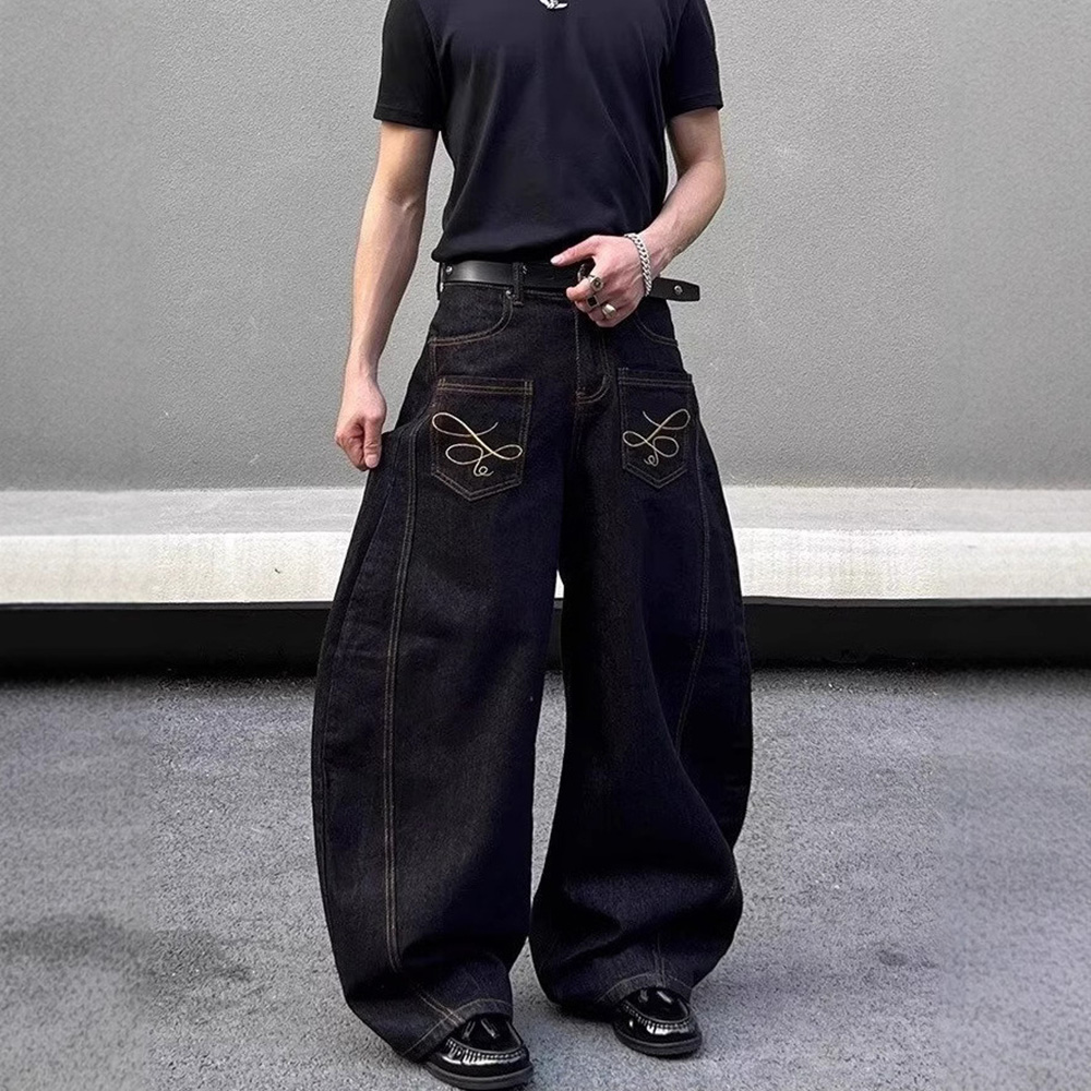 Лето 2022, новые мужские джинсы с карманами Y2k, Harajuku, модные трендовые уличные хип-хоп повседневные свободные нишевые мужские штаны