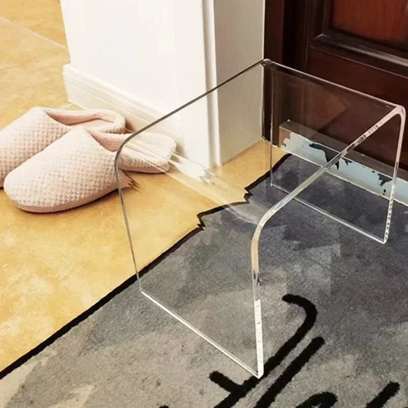 Nordic Acryl Transparent Kleine Stuhl Schuh Ändern Hocker Mini Seite Tisch Make-Up Ottomane für Moderne Wohnzimmer Home Möbel