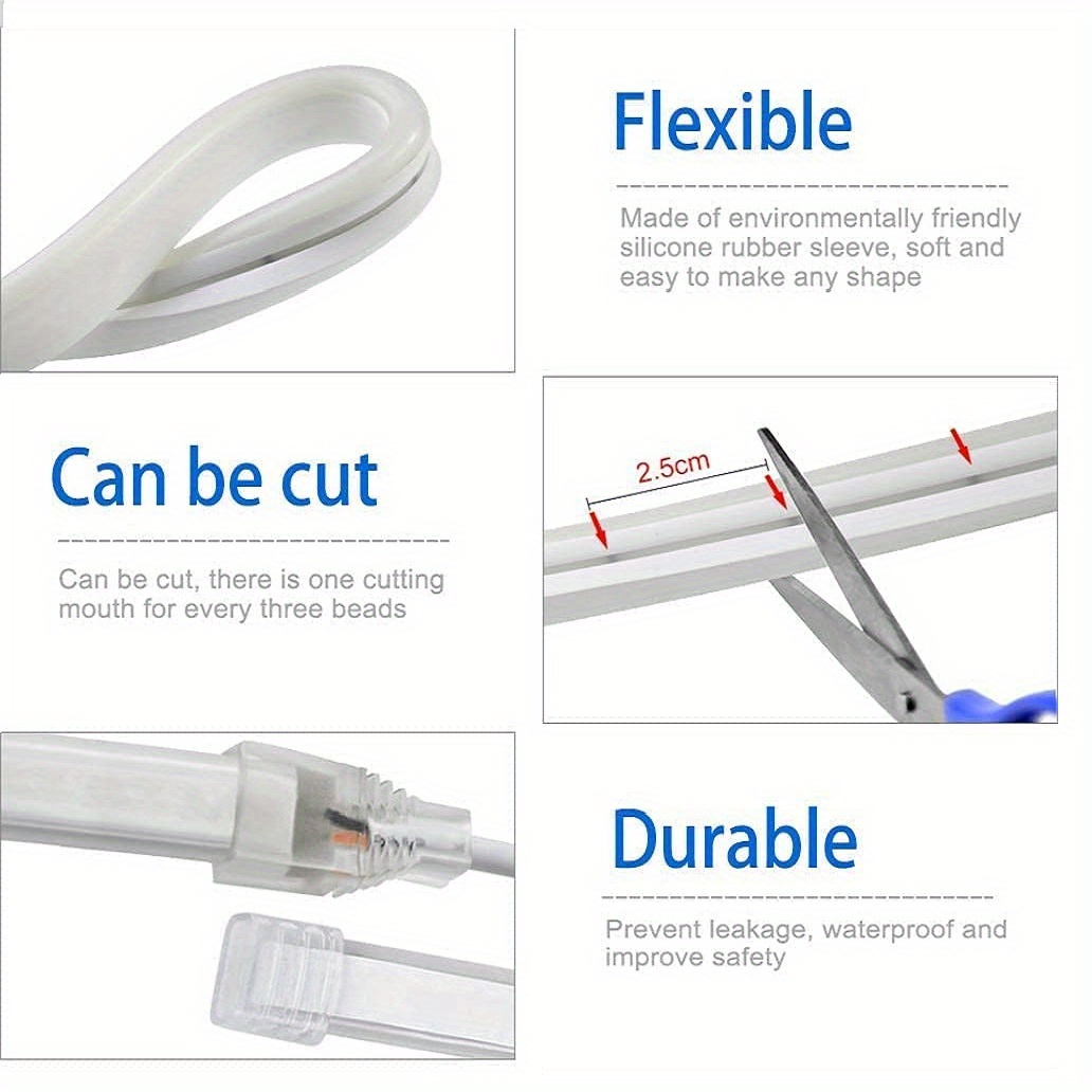 Bande lumineuse néon LED USB DC 5V, interrupteur à capteur tactile à intensité variable, bande Flexible en Silicone, étanche pour décoration extérieure de la maison