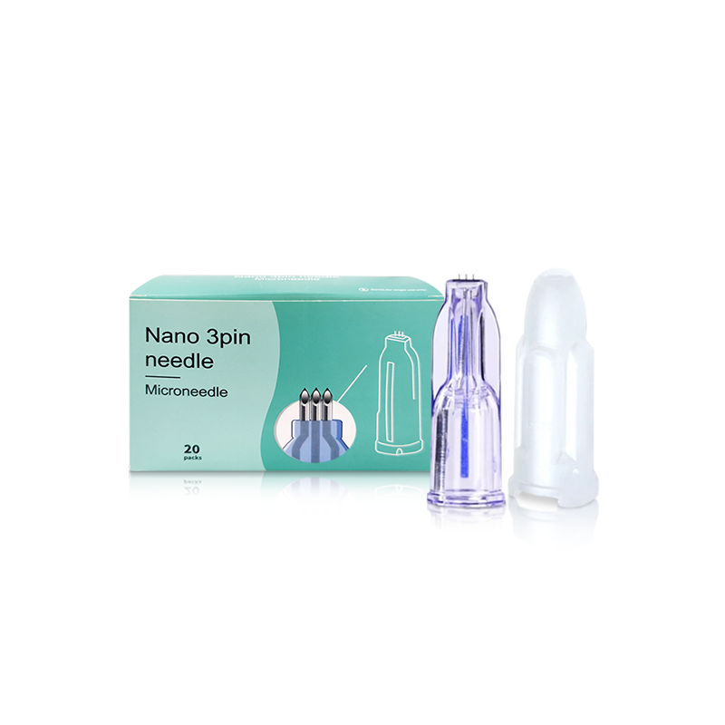 2-20 peças 34g nanosoft microagulhamento preenchido à mão em torno dos olhos e pescoço 3 pinos multi agulhas ultrafino estéril pacote único