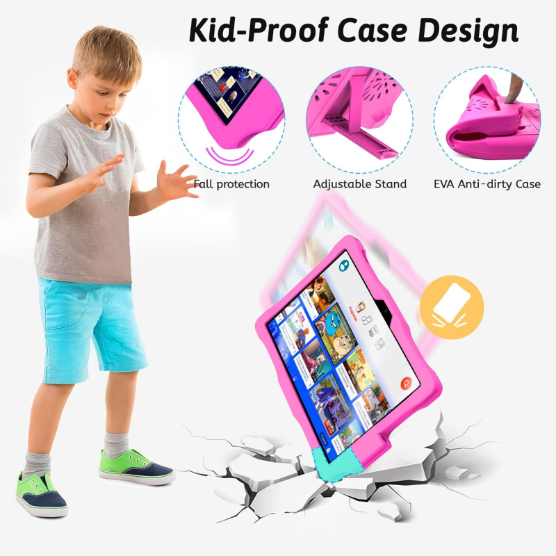 Kinstone 10,1" Android 12 Kinder-Tablet mit Augenschutz T310 Quad Core CPU 3 GB + 32 GB 1280 x 800 HD IPS 6000 mAh WiFi Bluetoo