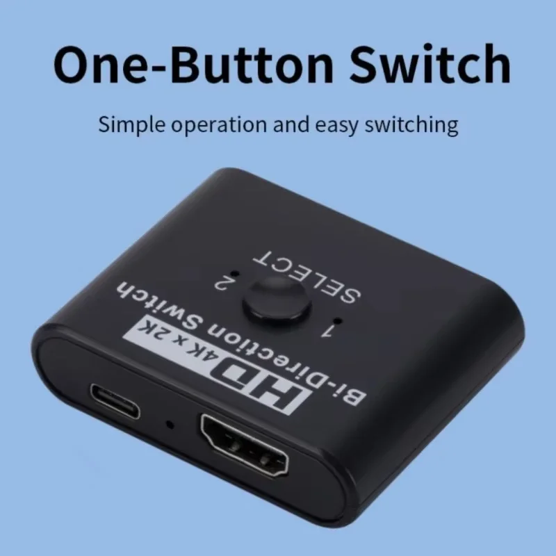 4K 60Hz HDMI Bi-Directional Switch 2x1 Splitter 2 Ports Input 1 Output For PC Laptop Monitor TV Projector Audio Video Converter