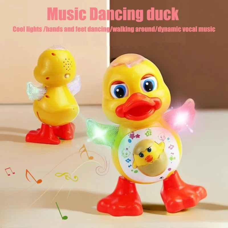 Animale musicale interattivo giocattolo con anatra danzante elettrica con luci lampeggianti, regalo educativo per bambini