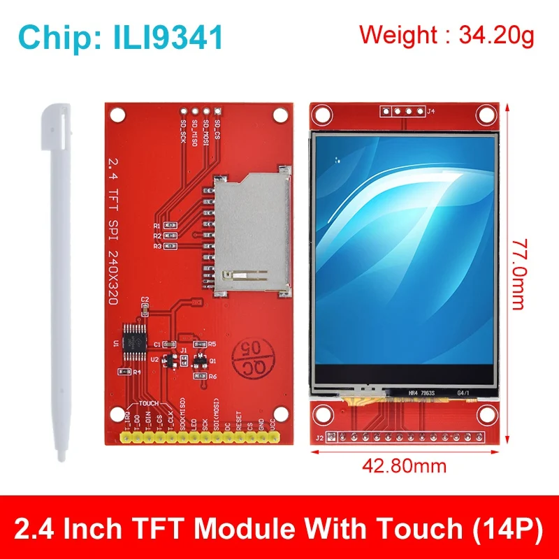 Modulo porta seriale LCD TFT SPI da 2,4 pollici 240x320 Scheda Micro SD 5 V/3,3 V ILI9341 / ST7789V Display LCD con touch / NO Touch