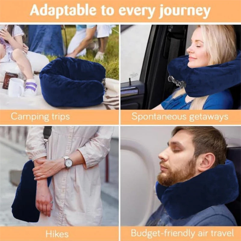 Almohada de cuello rellenable portátil, ropa rellenable que ahorra espacio, almohada de cuello, franela cómoda ajustable para coche, tren, avión