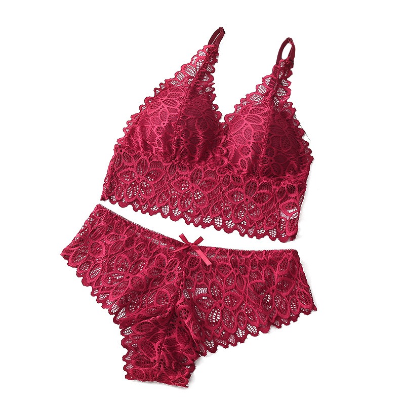 Sexy renda feminina conjunto de roupa interior sem fio sem costura conjuntos de sutiã oco para fora conjuntos de sutiã e calcinha para mulher bordado íntimo lingerie
