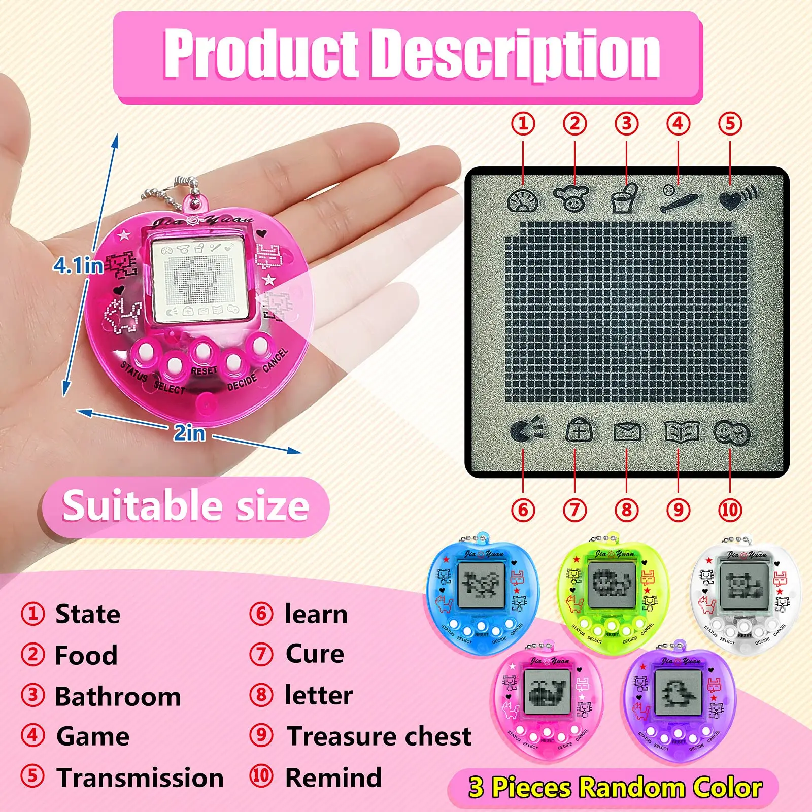 Juego electrónico para mascotas para niños, consola de juegos portátil Tamagotchi, juguete en ruso Original, alemán, español, polaco, juguete Digital Virtual para mascotas