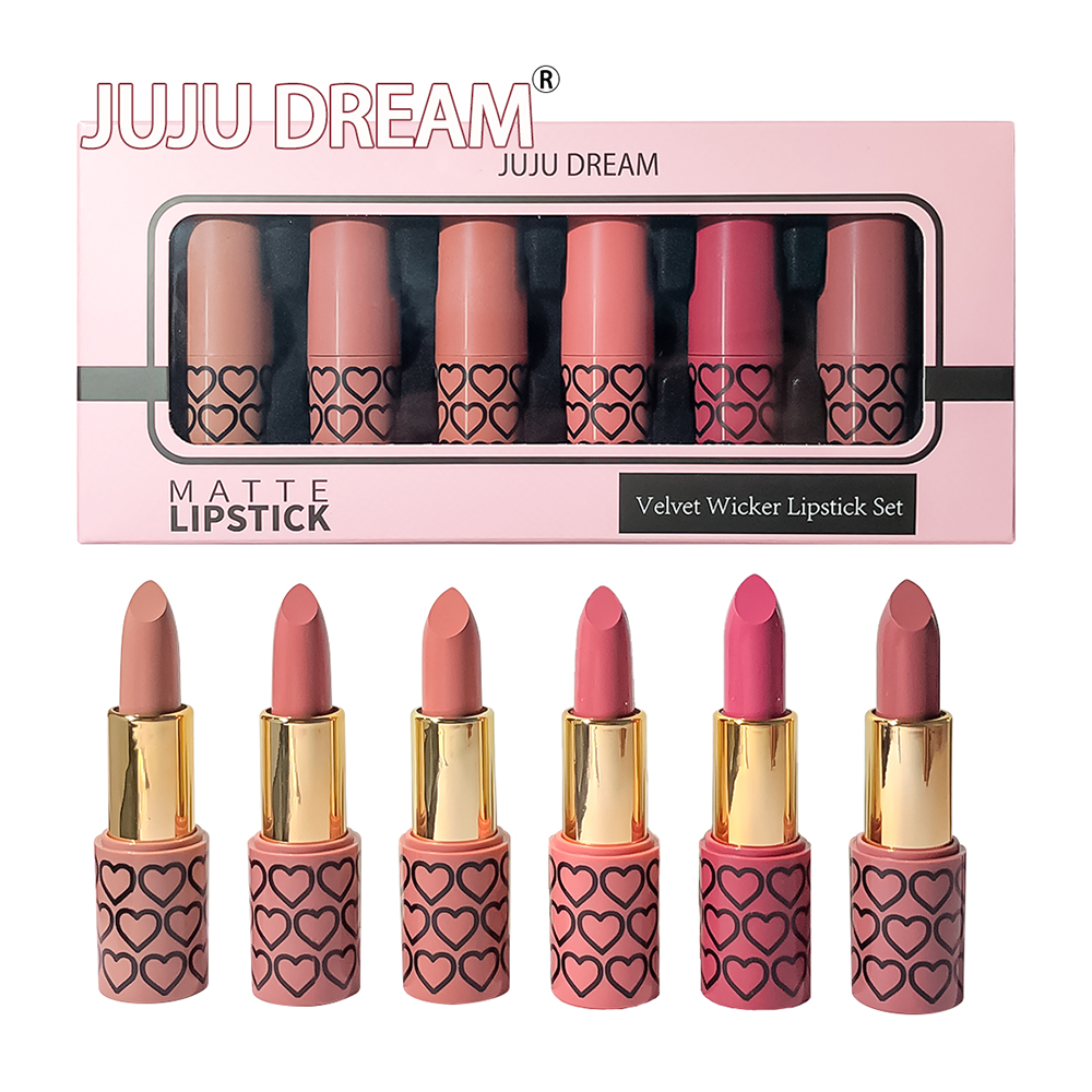 6 Colors Lipstick Set Matte & Glitter Velvet, Waterproof Long-Lasting, Easy Apply, Unisex Gift for Daily, Party, Xmas, Halloween