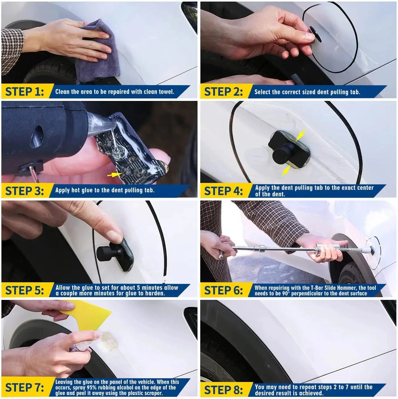 Siêu Chdcnd Xe Dent Dụng Cụ Sửa Chữa Dent Loại Bỏ Bộ Dụng Cụ Paintless Dent Sửa Chữa Tự Động Cơ Thể Dent Bộ 3 Kéo Dành Cho Xe Hơi