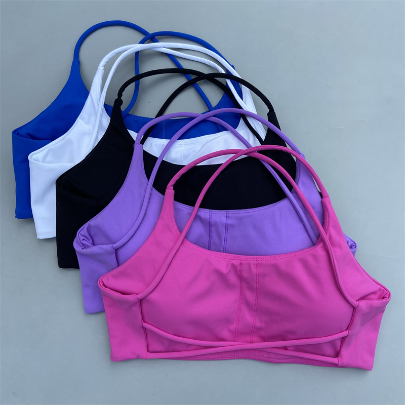 Sujetador deportivo para mujer, Bralette Sexy con tirantes cruzados en la espalda, Bralette de alto impacto para gimnasio, Yoga, entrenamiento, Top corto, chaleco, ropa interior push-up para correr