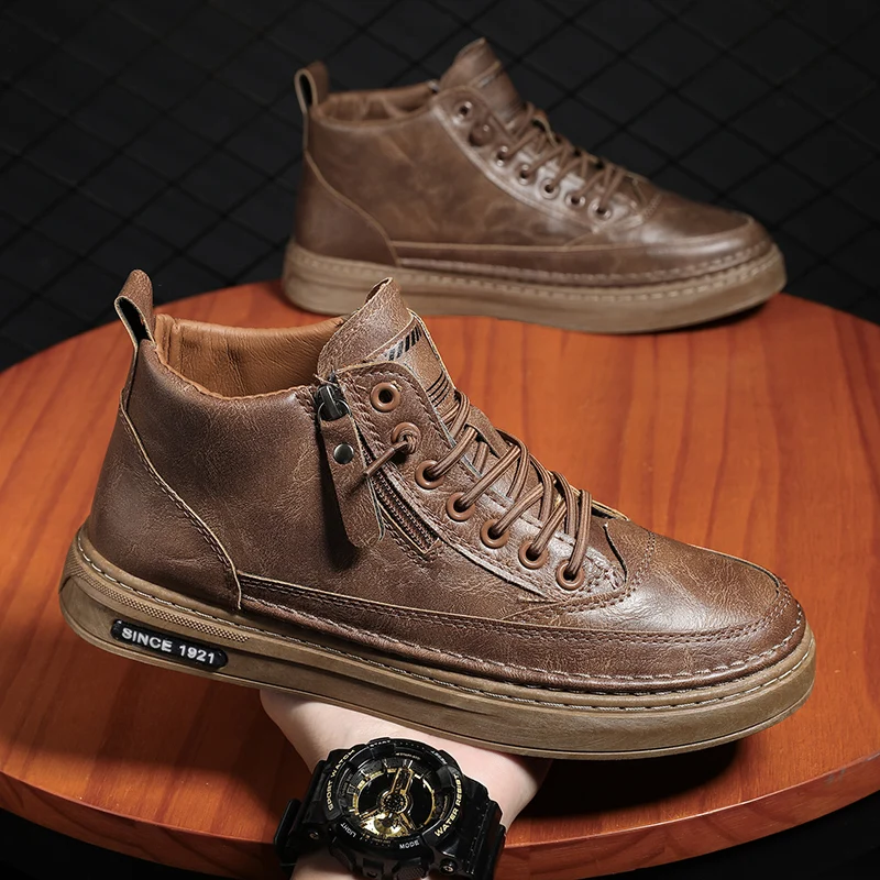 Männer Stiefel Winter High Top Leder Schuhe Mode Baumwolle Schuhe Mode Stiefeletten Business Casual Outdoor Schuhe Männlichen Turnschuhe Neue