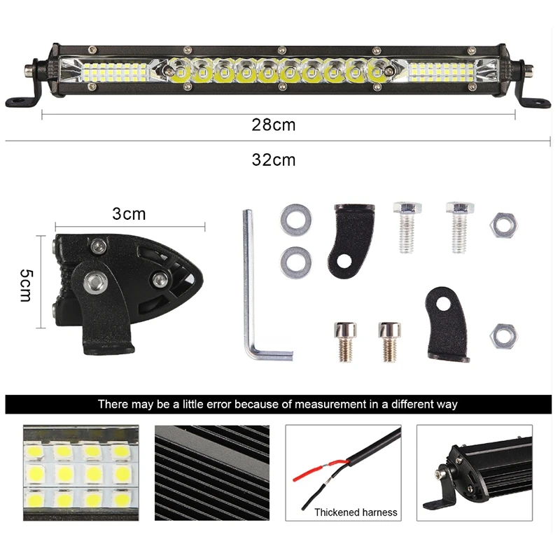 ไฟ LED แท่ง LED 12นิ้วสำหรับ lampu ATAP ทำงาน12โวลต์24โวลต์ลำแสงน้ำท่วมขับรถรถบรรทุก SUV ออฟโรด