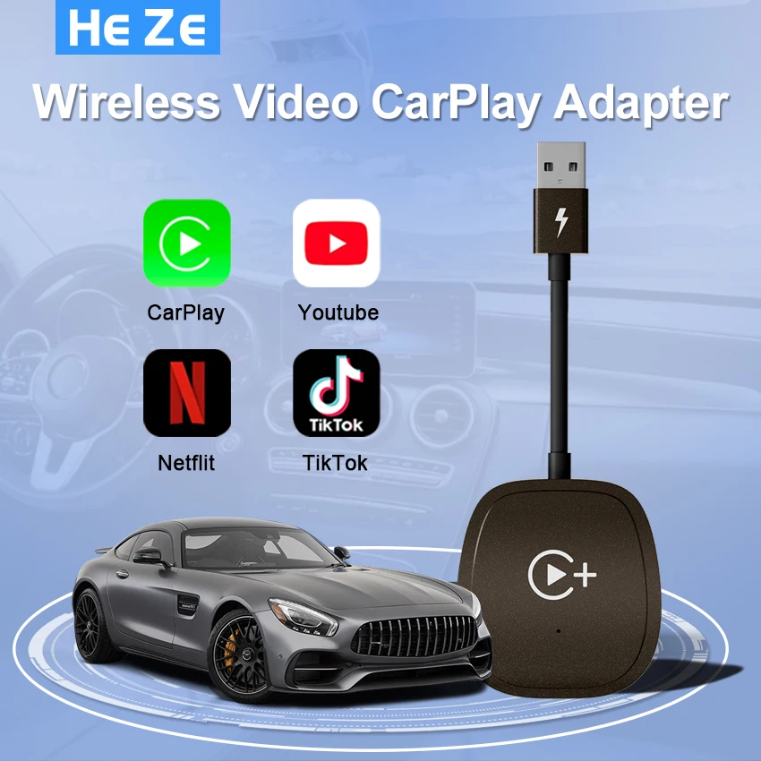 Adaptador de vídeo inalámbrico Carplay con Netflix/YouTube/TikTok para automóviles CarPlay inalámbricos OEM
