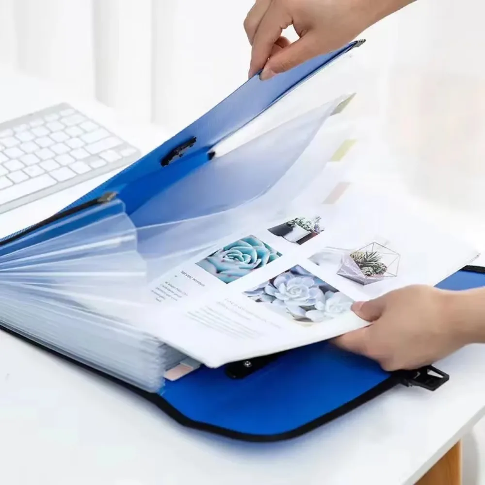 A4 Size Portable 13 Pockets Expanding Wallet File Folder Paper Document Storage Organ Bag Holder Office School Organizer Case