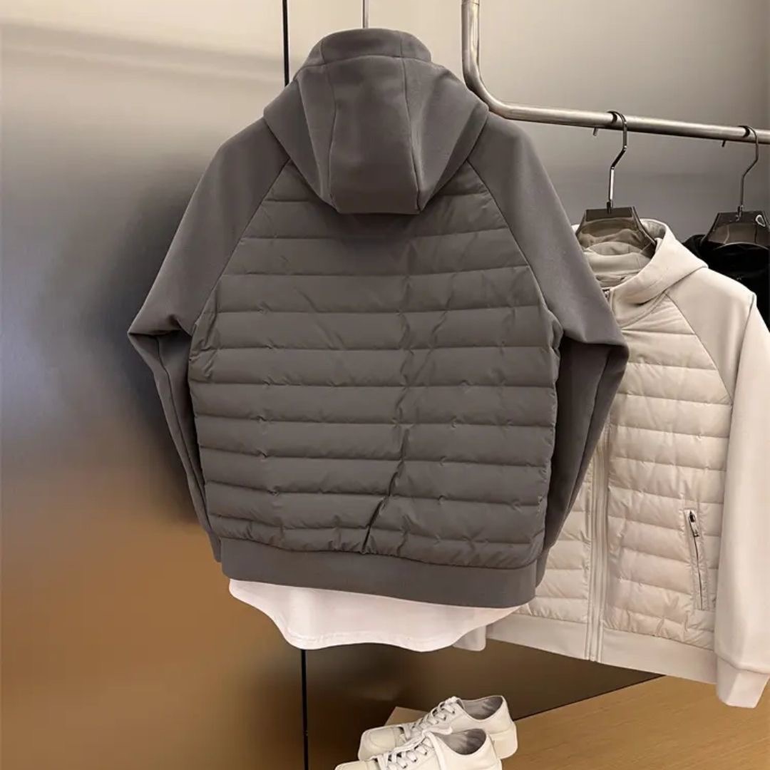 Autumn Winter New Sle Solid Color Simple Men's Hooded Casual down Jacket Fashionable Splicing Couple Sle White Duck down ...