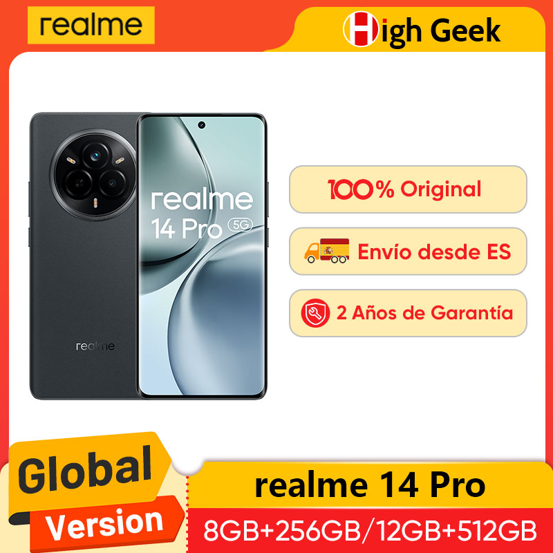 Global Version realme 14 Pro 5G Smartphone 50MP Sony IMX882 OIS Kamera Dimensity 7300 Energie 120Hz Curved Vision Display IP69