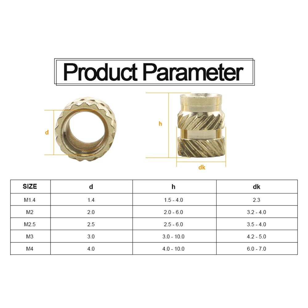 5-50pcs Brass Insert Knurled Nut M2 M3 M4 M5 M6 M8 Brass Threaded Inserts for Plastic Heat Set Embedment Nuts for 3D Printer