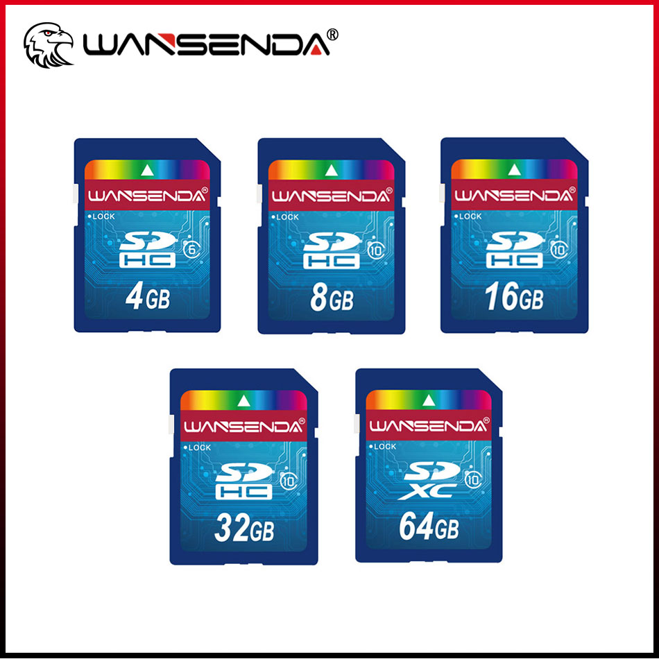 Tarjeta SD de tamaño completo Wansenda, capacidad Real, 4GB, 8GB, 16GB, 32GB, 64GB, tarjeta de memoria SD para cámara, portátil, almacenamiento de dispositivos digitales