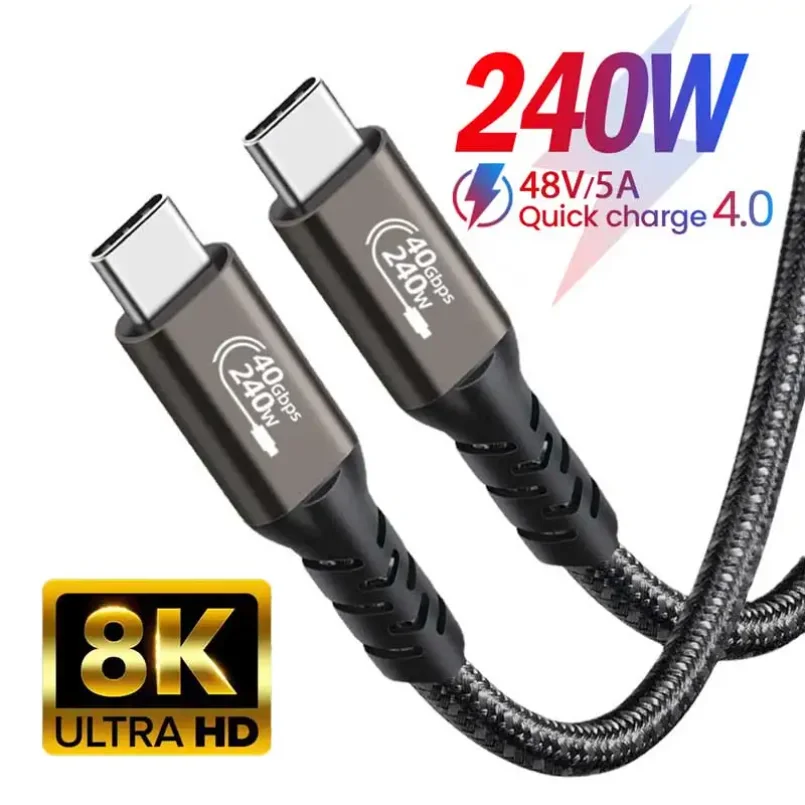 USB4 Kabel Thunderbolt 3/4 40 Gbit/s USB C 4K Videokabel PD240W Schnellladegerät für M1 MacBook Pro Festplatte USB4.0 Gen3 Datenkabel