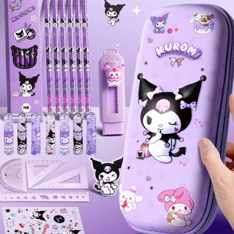 3D Kuromi Melody Cinnamoroll 연필 케이스 만화 대용량 편지지 가방 연필 케이스