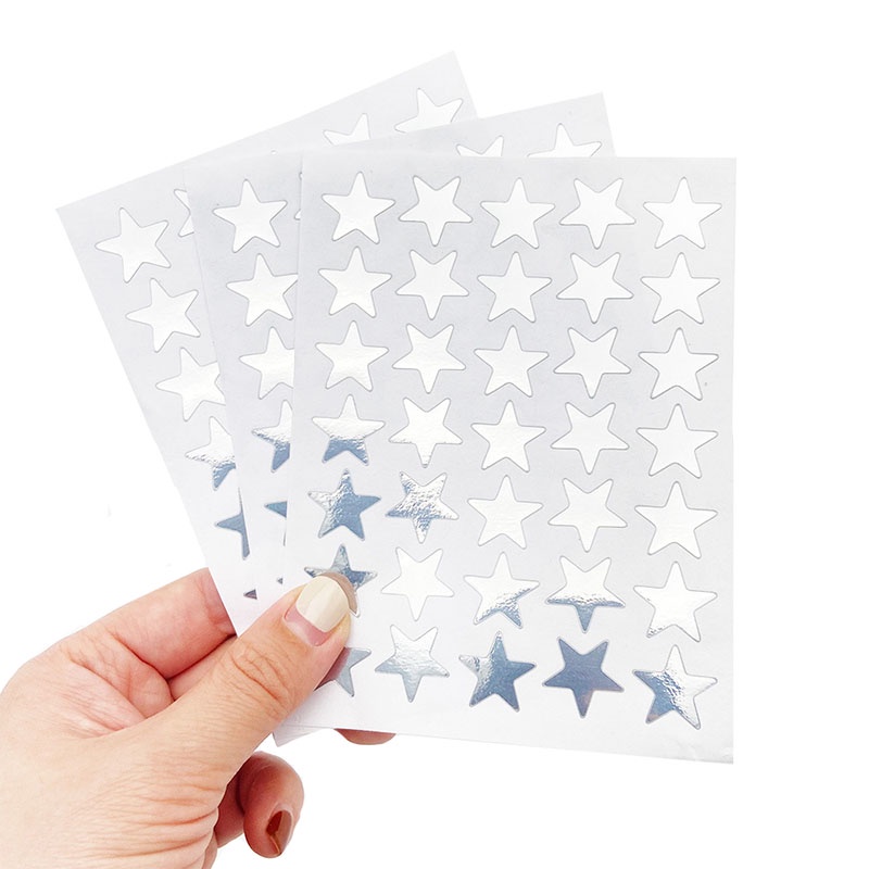 10 Sheets/Pack Silver Five Pointed Star Stickers Encourage and Reward Stickers for Primary School Students Pray Stickers