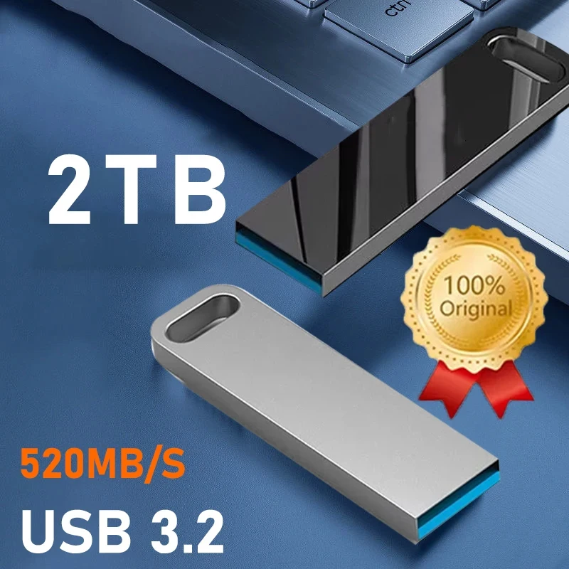 Новый USB 3.2 2 ТБ флэш-накопитель Высокоскоростной металлический U-диск TypeC Memory Stick Водонепроницаемый SSD-накопитель ПК Телефон Передача данных Портативный