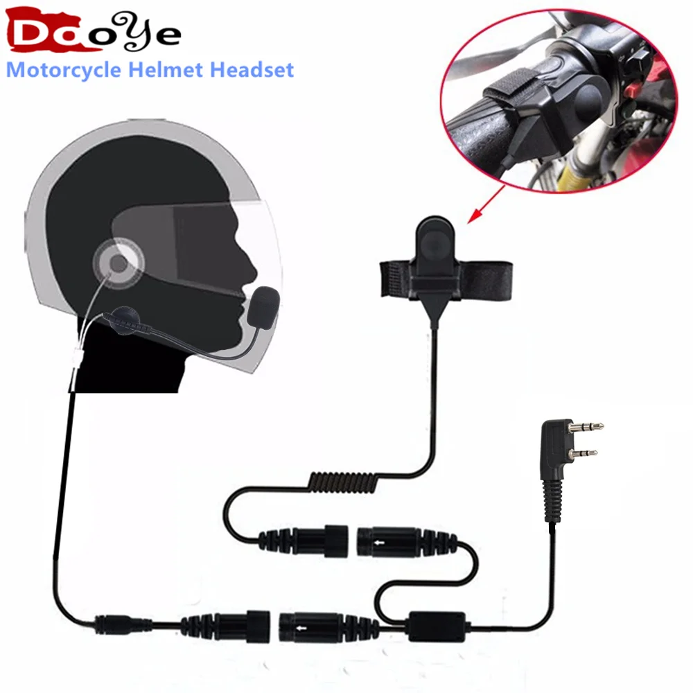Шлем гарнитура 2 Pin PTT мотоциклетные наушники для Walkie Talkie Kenwood Baofeng UV5R UV82 888S Puxing Ham Radio двухстороннее радио