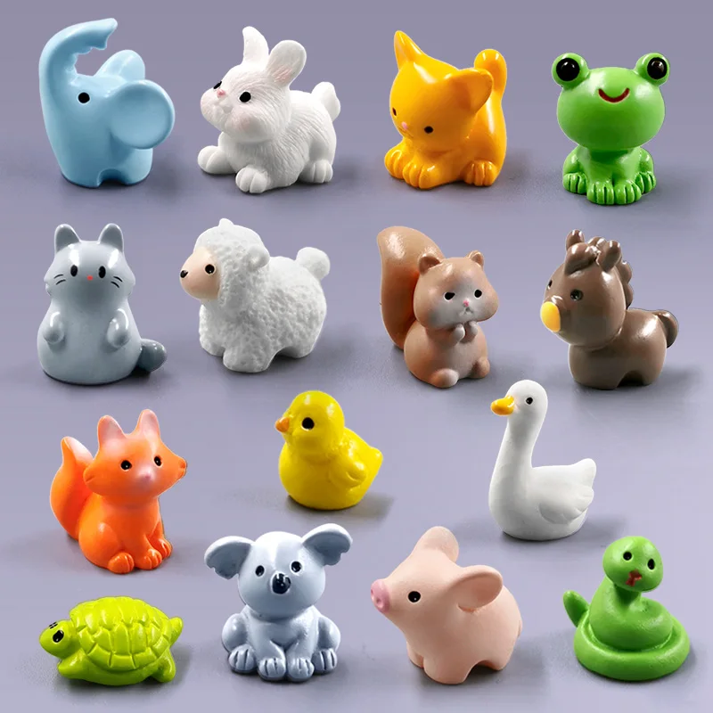 10 pezzi di coniglio pasquale scoiattolo elefante volpe pecora anatra maiale gatto rana serpente figurine in miniatura fata decorazione del giardino accessori