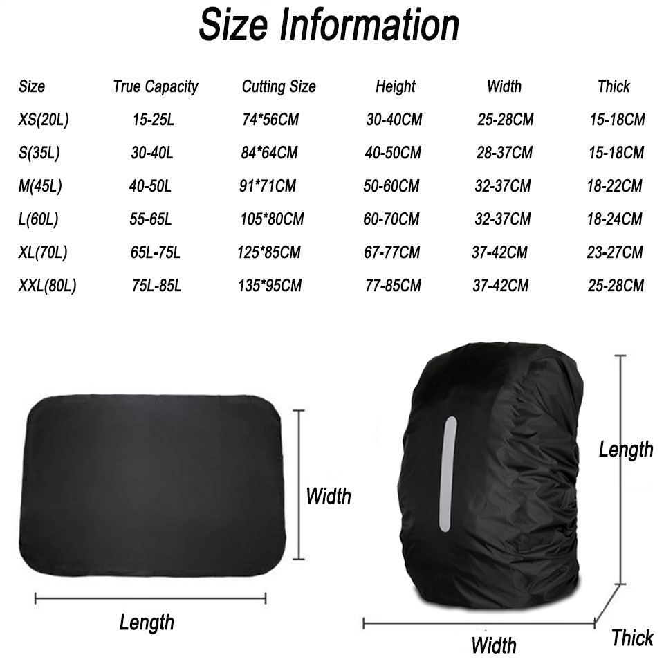 KoKossi 20L-80L กระเป๋าเป้สะพายหลัง Rain Cover ปีนเขาสะท้อนแสงกลางแจ้งกันน้ํา Camping Hiking Bag ฝุ่นผู้หญิงผู้ชาย