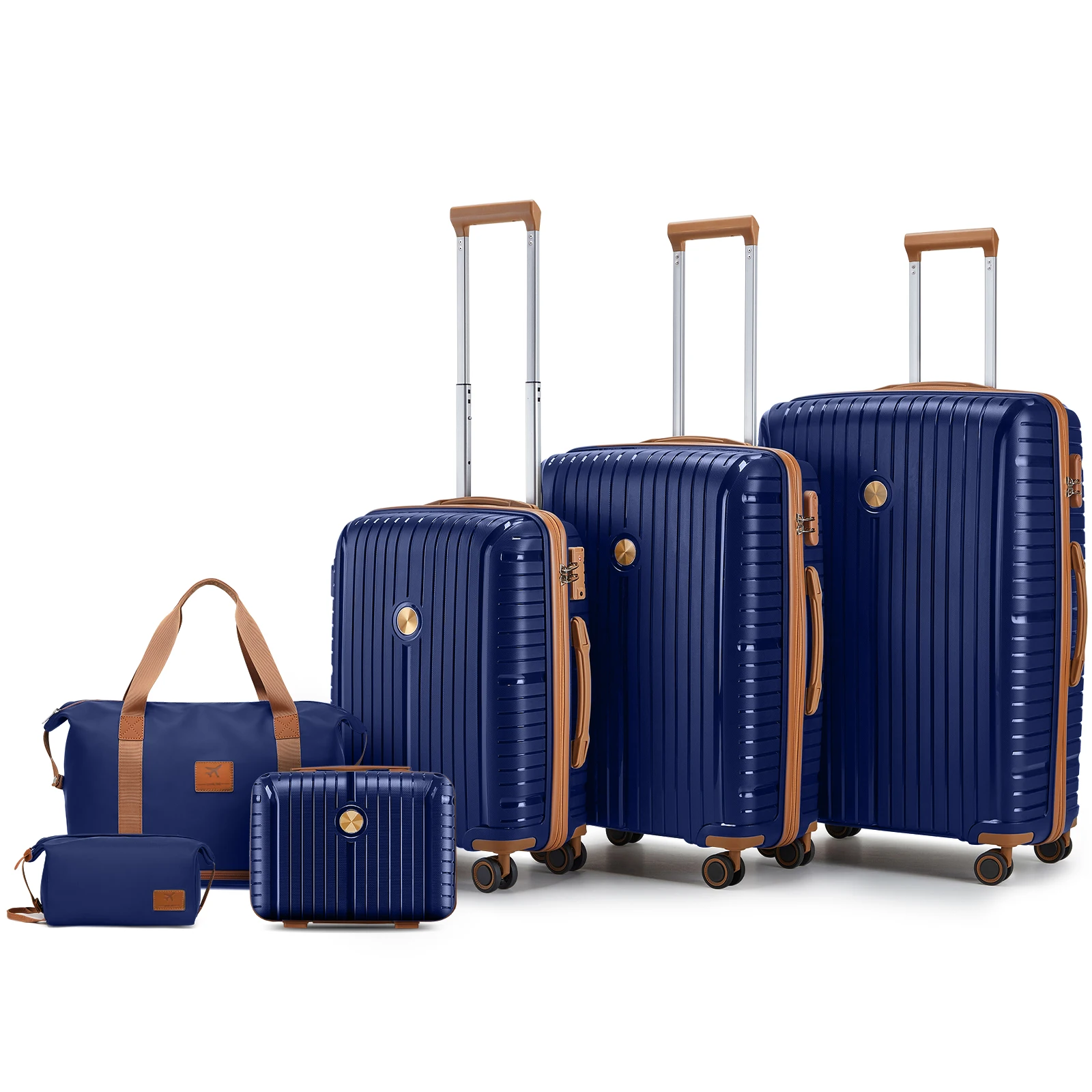 Joyway 6-teiliges Reisegepäck-Set, stabiler, langlebiger Koffer mit wasserdichter, erweiterbarer Reisetasche und Kulturbeutel, TSA-Schloss