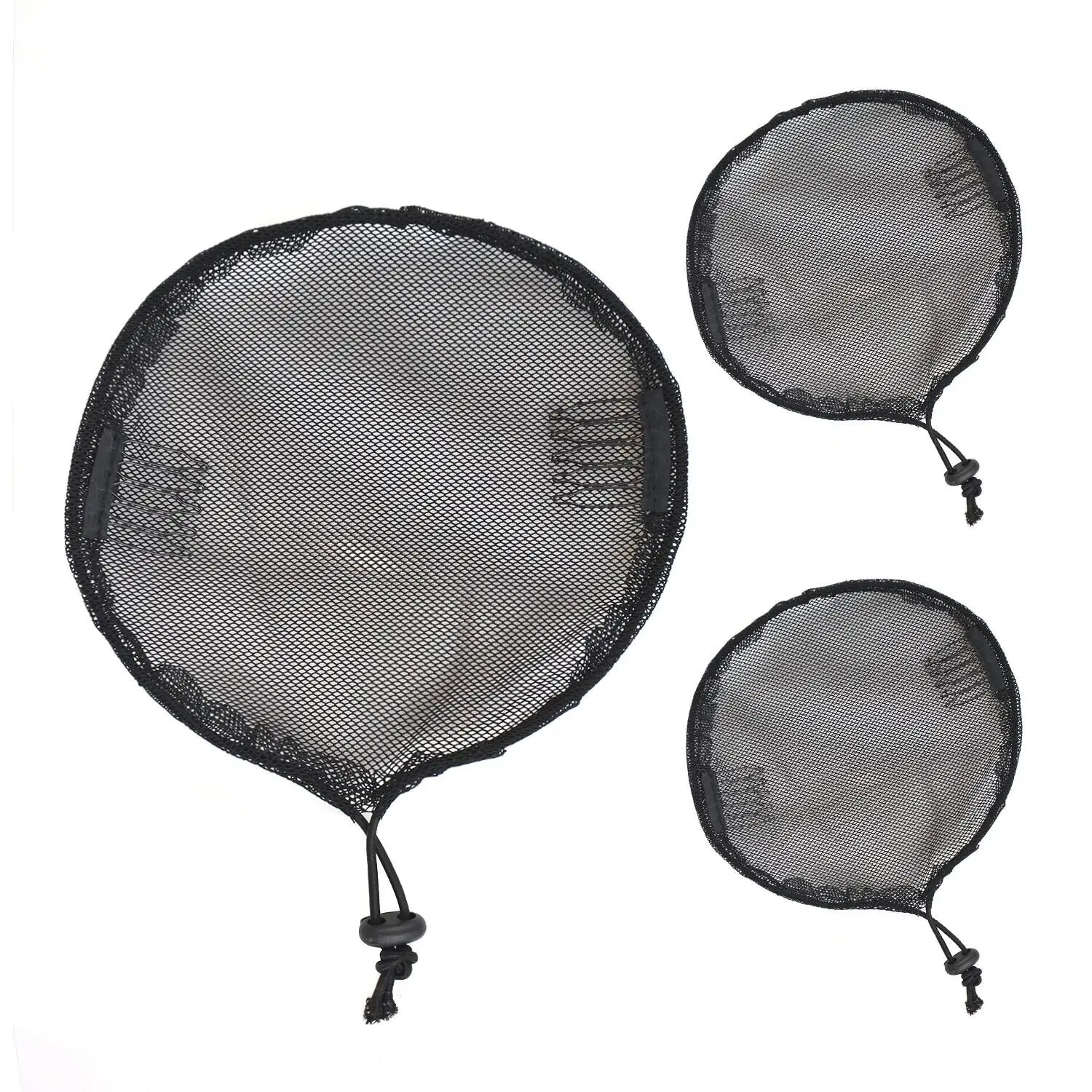 Red de cola de caballo con cordón, Base de red elástica para el cabello con cordón negro para hacer cola de caballo redonda Afro Puff, 3 uds.
