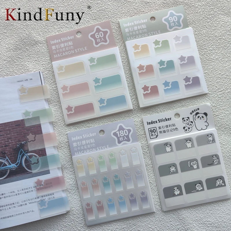 KindFuny 60/90/180PCS Schede Indice Classificazione Multicolor Adesivi Cancelleria Indice Etichetta Memo Notebook Carino Adesivi Note