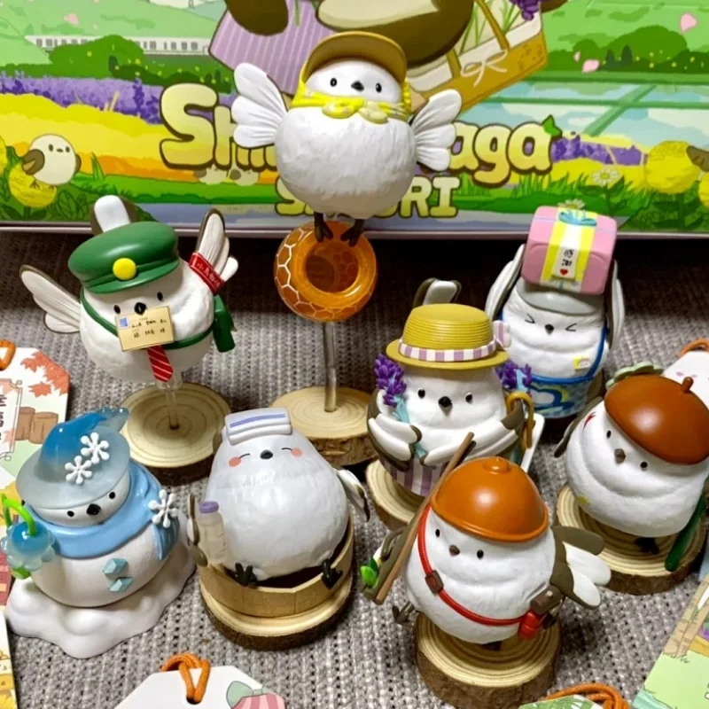 Shimaenaga SAYURI Series Mystery Box Cute Animal Model Long-tailed Chickadee Lily Blind Box Collect Model Decor Toy Surpris