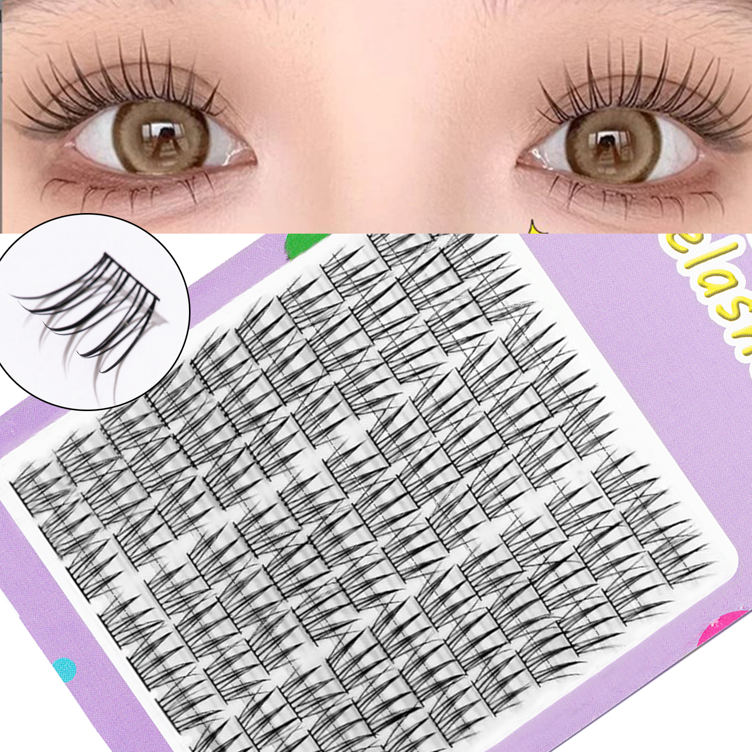 90duo Mädchen Gruppe Auge Natur Trilogie Comics falsche Wimpern, weich und leicht, einzelne Cluster von DIY Wimpern
