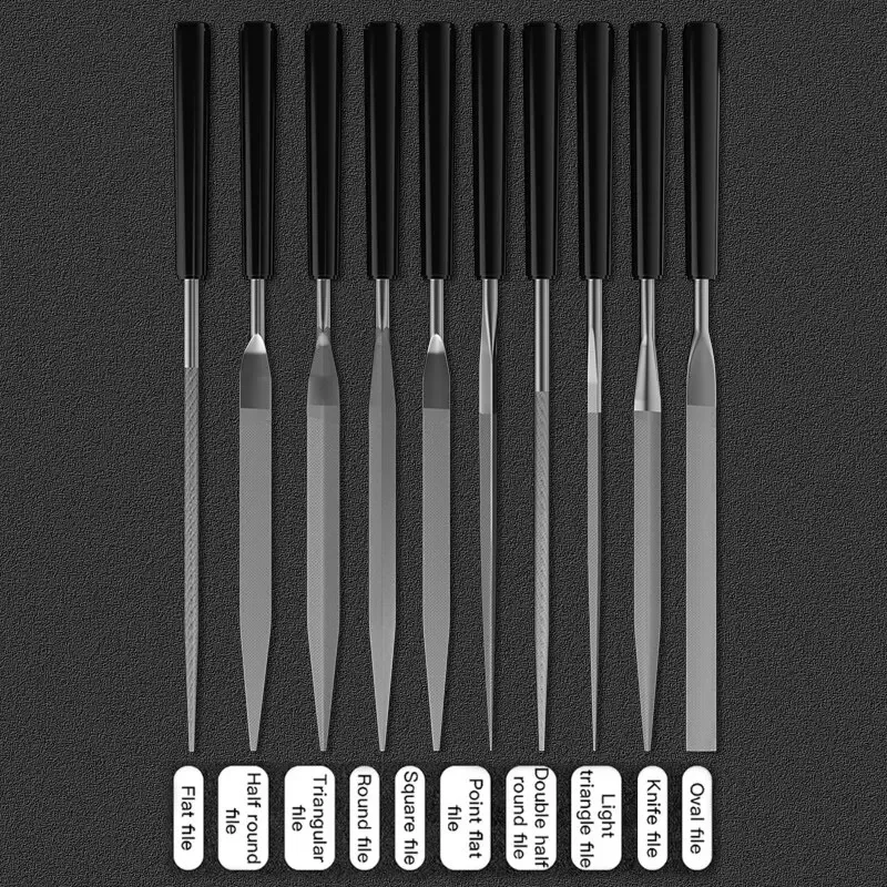 10 pz/set Set di lime ad ago in metallo Raspa per legno Lucidatura dei metalli FileTools Raspa in acciaio Ago per archiviazione per metallo Vetro Pietra Legno