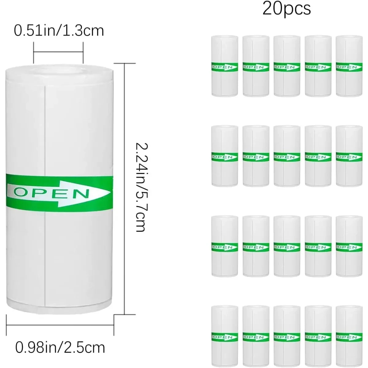 20 rouleaux de papier autocollant pour Mini imprimante thermique, 57x25mm, papier auto-adhésif imprimable pour enfants, appareil Photo instantané, Journal Photo, Note, mémo