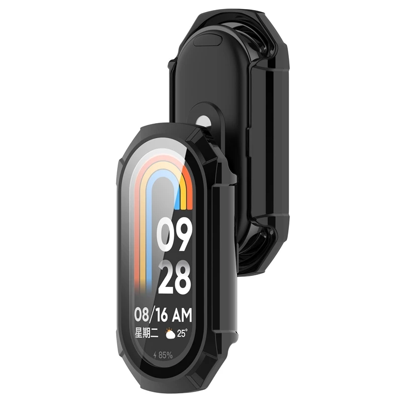 + แก้วสําหรับ Xiao mi mi Band 9 Anti-scratch ป้องกันรอบ PC ป้องกันหน้าจอกันชนสําหรับ mi Band 9 ฝาครอบ SHELL