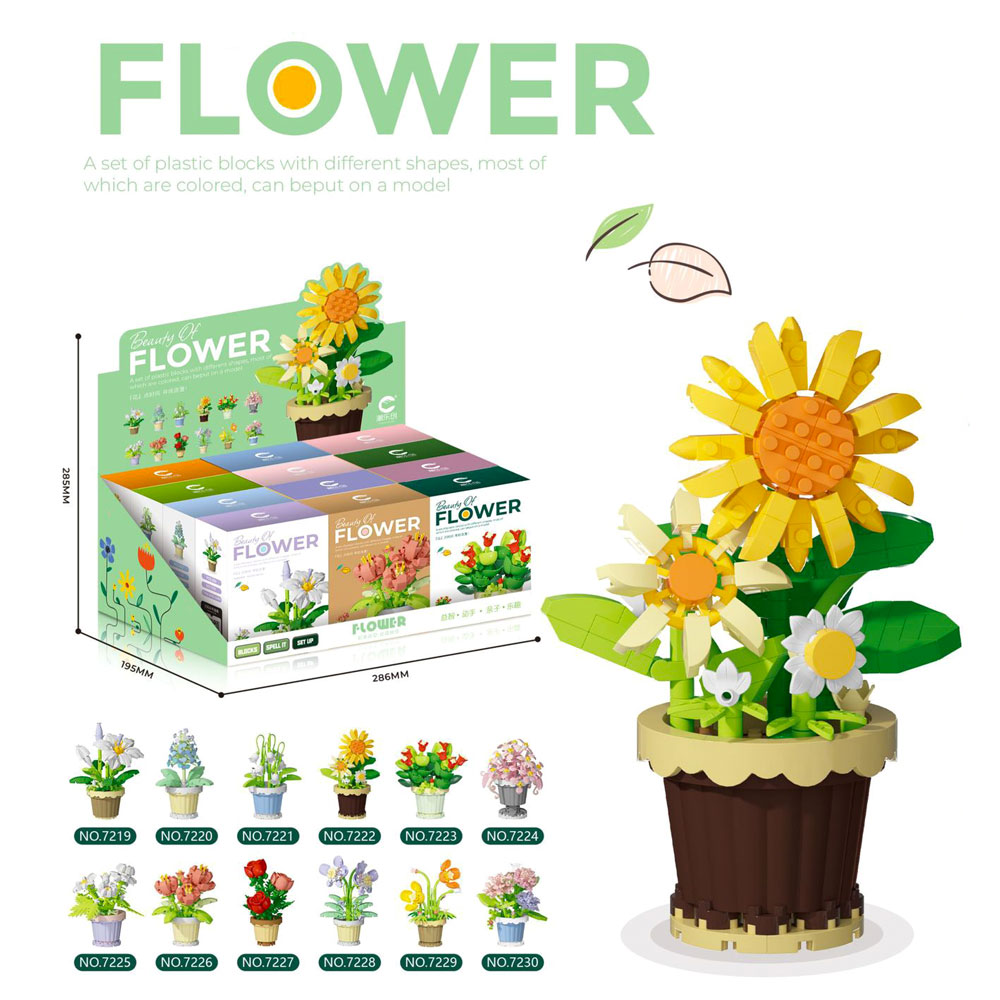 Blocs de construction jouets pour Lego fleurs Roses tournesol plante en pot modèle ne se décolore jamais fleurs décorations intérieures jouets de Puzzle 3D