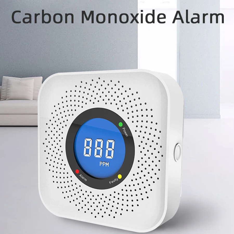 PGST 008 Tuya WiFi Smart Carbon Monoxide Detector Alarm 85dB Sound Warning LCD Digital Display Home Indoor CO Poisoning Siren